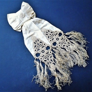 French Antique Satin First Communion Arm Bow, French Brassard 1900s Catholic Armband