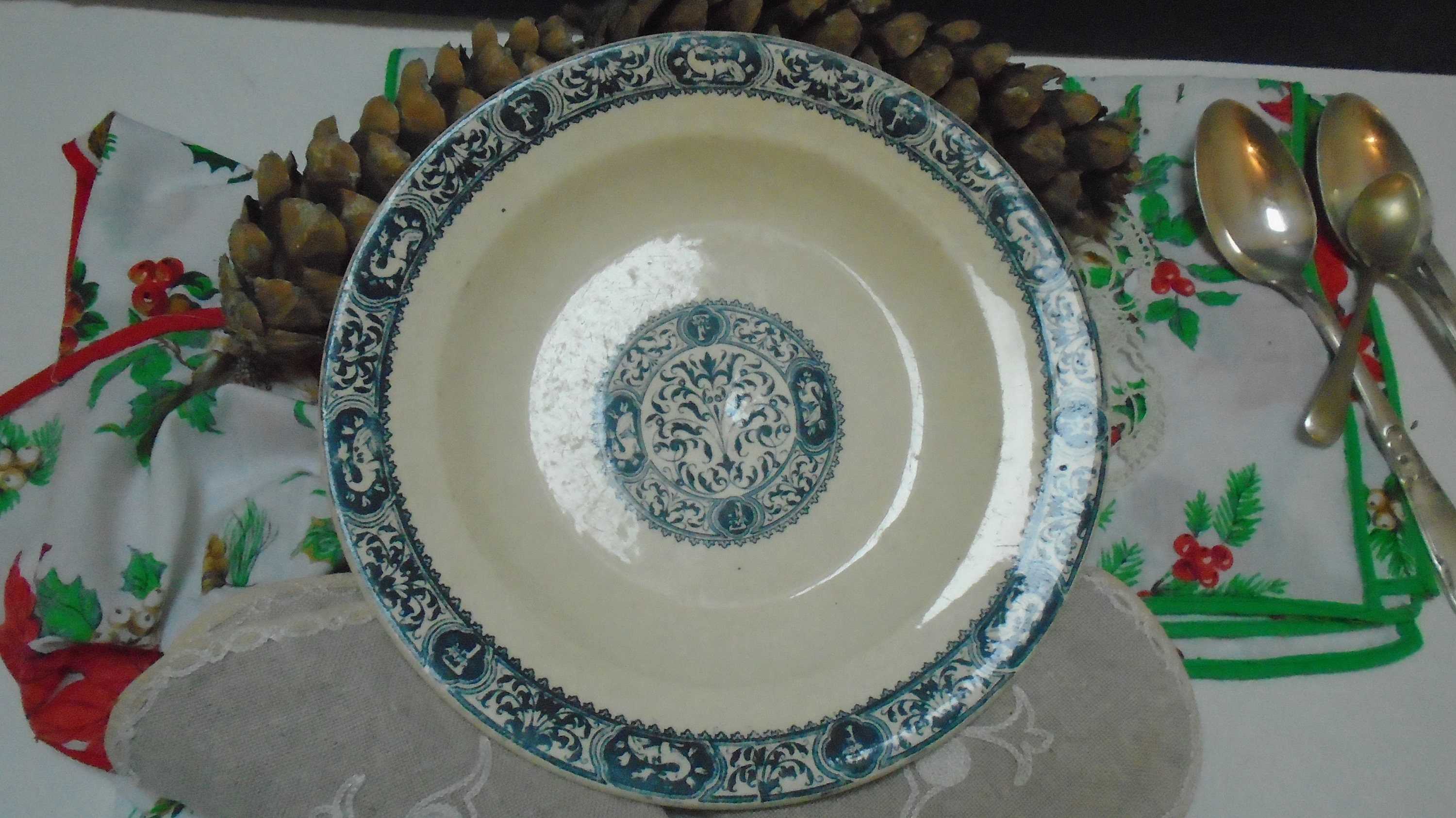（お得な特別割引価格） French Antique SALINS Plate Dinner Ironstone Fer De Terre 食器