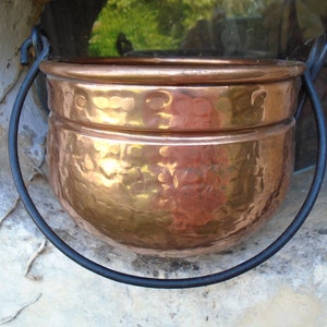 Vintage French Copper Claudron: Witches Pot, Farmhouse Kitchen Decor