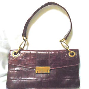 Vintage Leather 'Faux Crocodile' Look Hand Bag / Clutch Purse, Dents 1777 of London, Removable Handle,