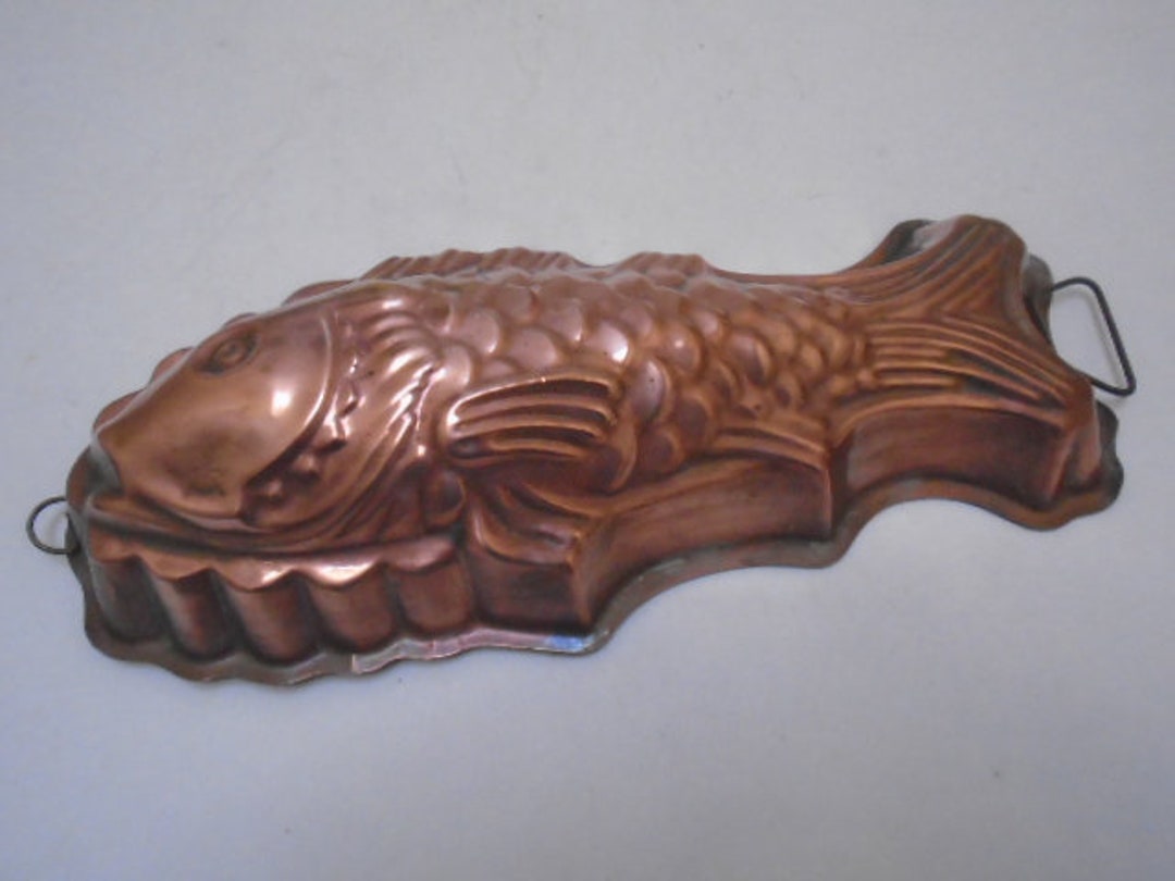Vintage French Copper Fish Shaped Mold Farmhouse Tinned Etsy