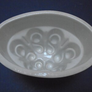 Antique French Stoneware Jelly / Jello Mold / Oval Rustic Farmhouse Ceramic Mould