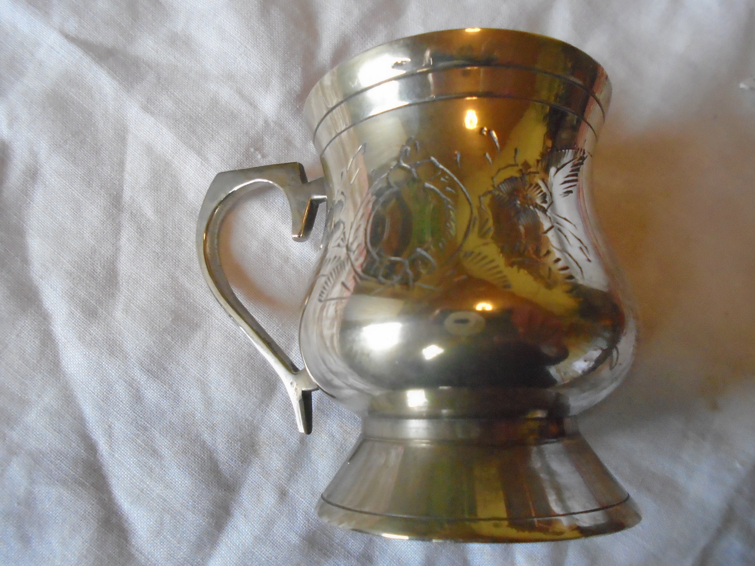 Tasse Plaquée Argent Vintage, Tasse Idéale de La Première Communion. Peut Être Personnalisé avec Un 