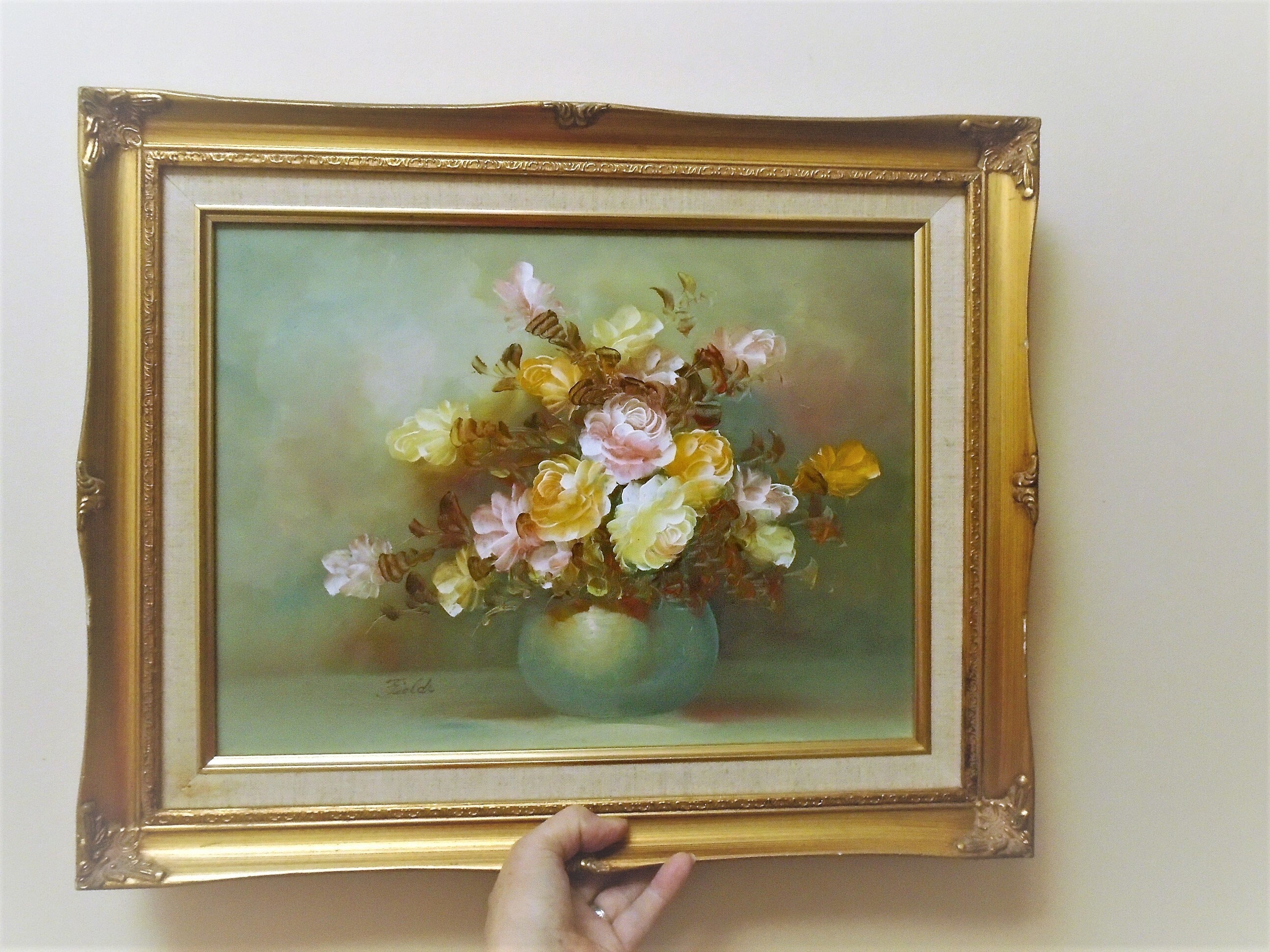 Rima - Classical Still Life Study Of Flowers in Vase Elaborate Grand Gilt  Frame For Sale at 1stDibs