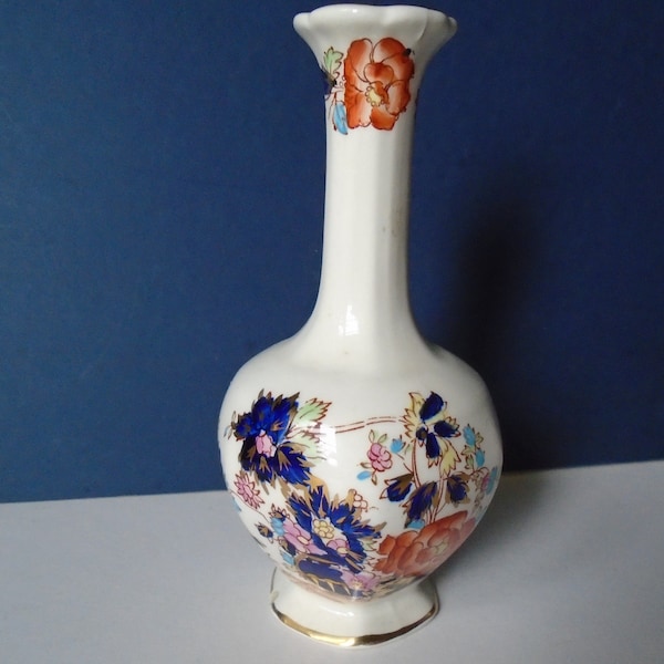 Pretty Antique English MASONS Ironstone China Bud Vase, Circa 1900