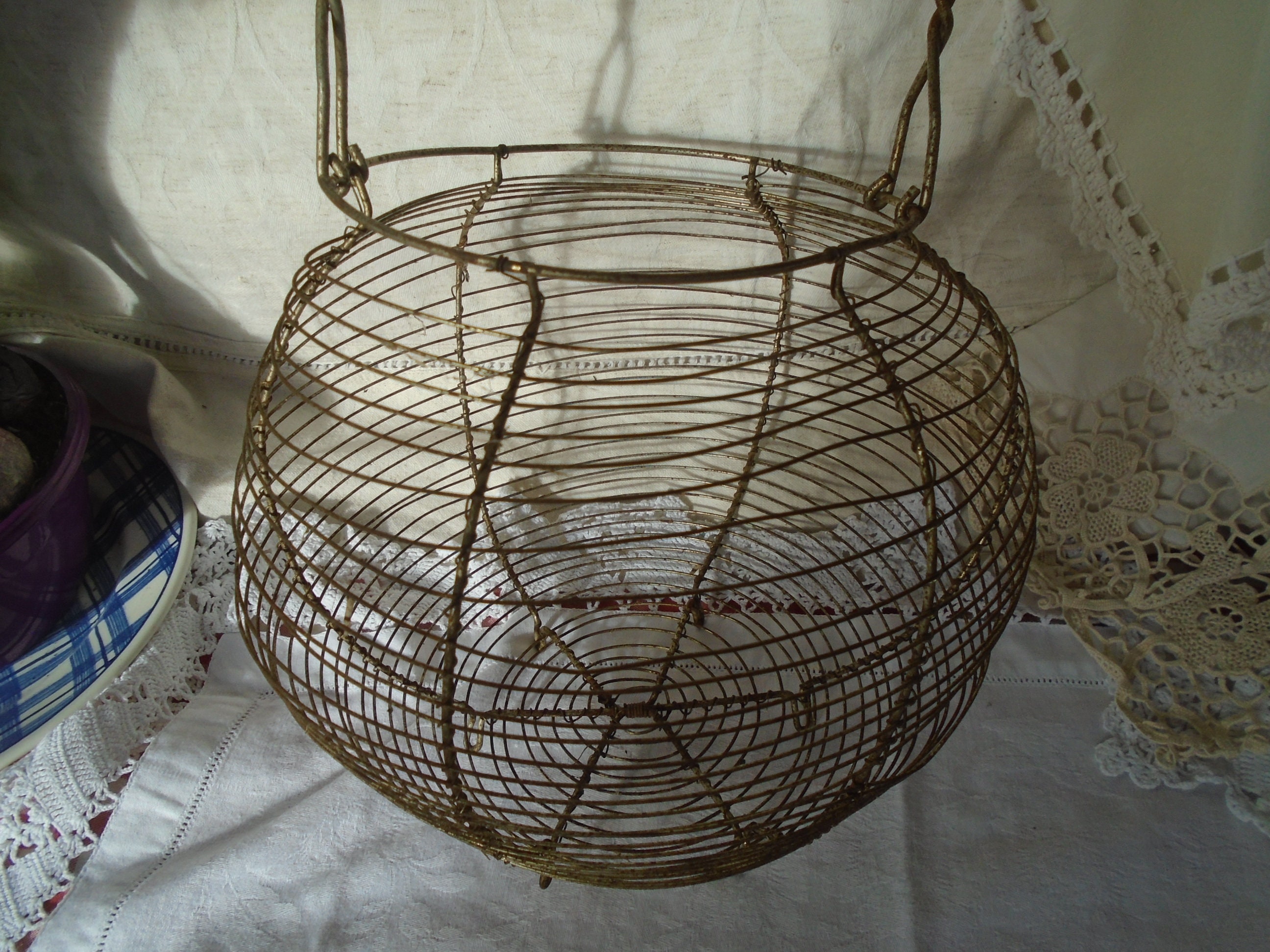 Antique egg gathering basket
