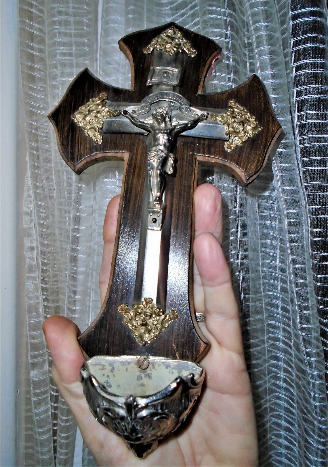 Antique French Benitier Souvenir De Lourdes Art Nouveau Etsy