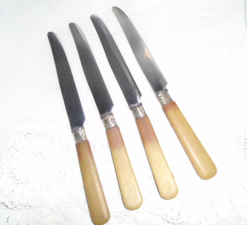 Vintage Set of 4 French Dinner Knives With Bakelite Handles Etsy