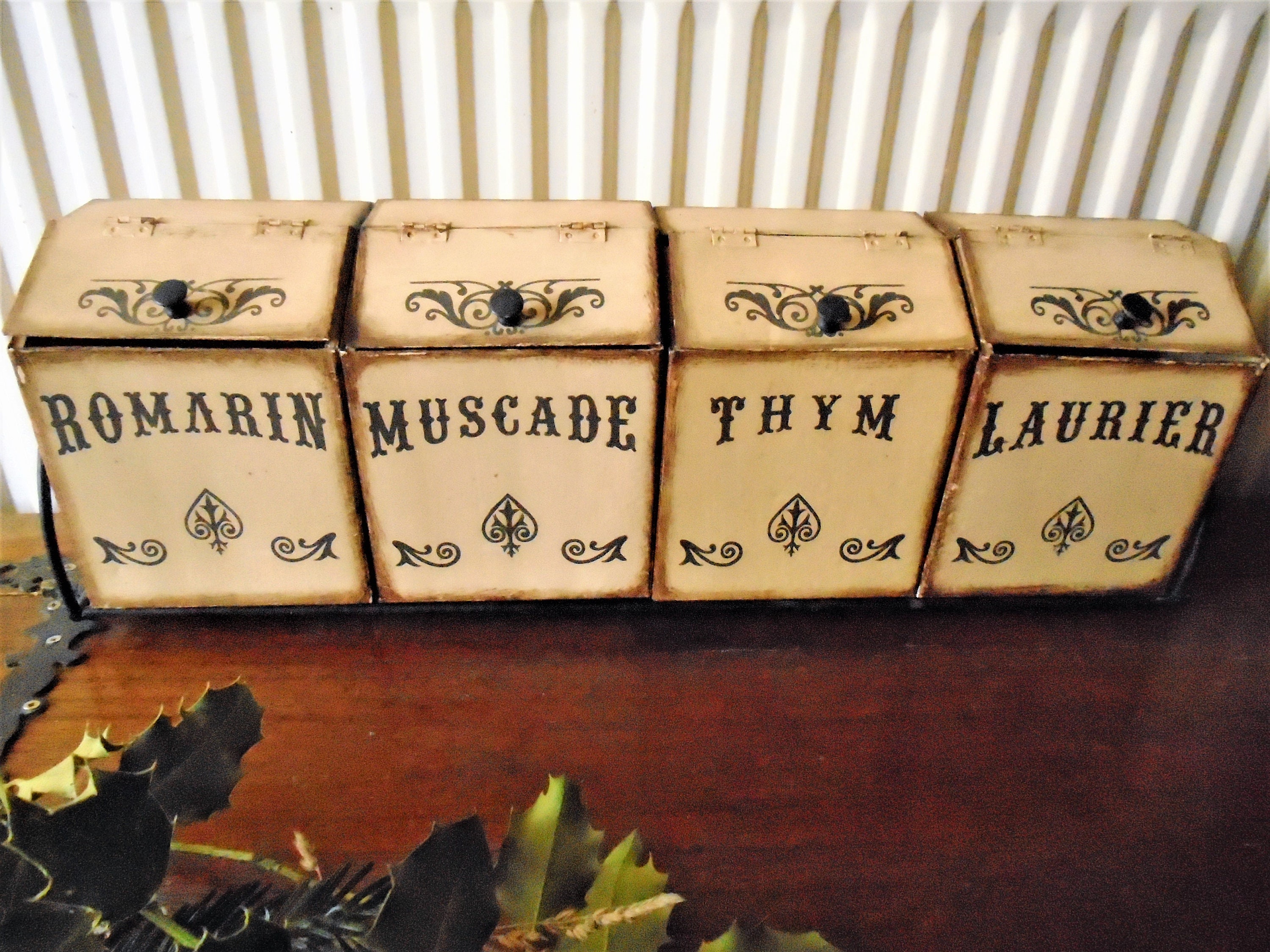 Gorgeous Vintage French Metal Toleware Spice Cannisters On Etsy