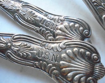 Vintage USN Silver-Plated Dinner Forks: Kings Pattern, Anchor Emblem