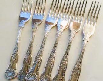 キングスパターンシルバーメッキデザートフォーク6本セット - EPNS 4 +