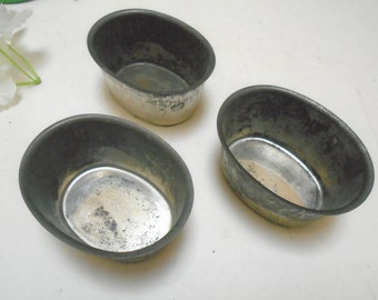 Vintage Set of 3 French Metal Aspic Jelly Molds / Foie Gras Molds, Professional Quality Darioles, Soap Makers Mold