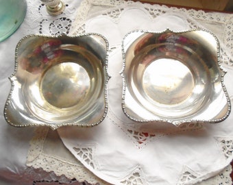 2 Vintage Silver Plated Condiment Bowls, Bon Bon, Nut or Candy Dish Set, Hors d&#39;Ouevres Serving Dish Set, Wedding Dish Duo