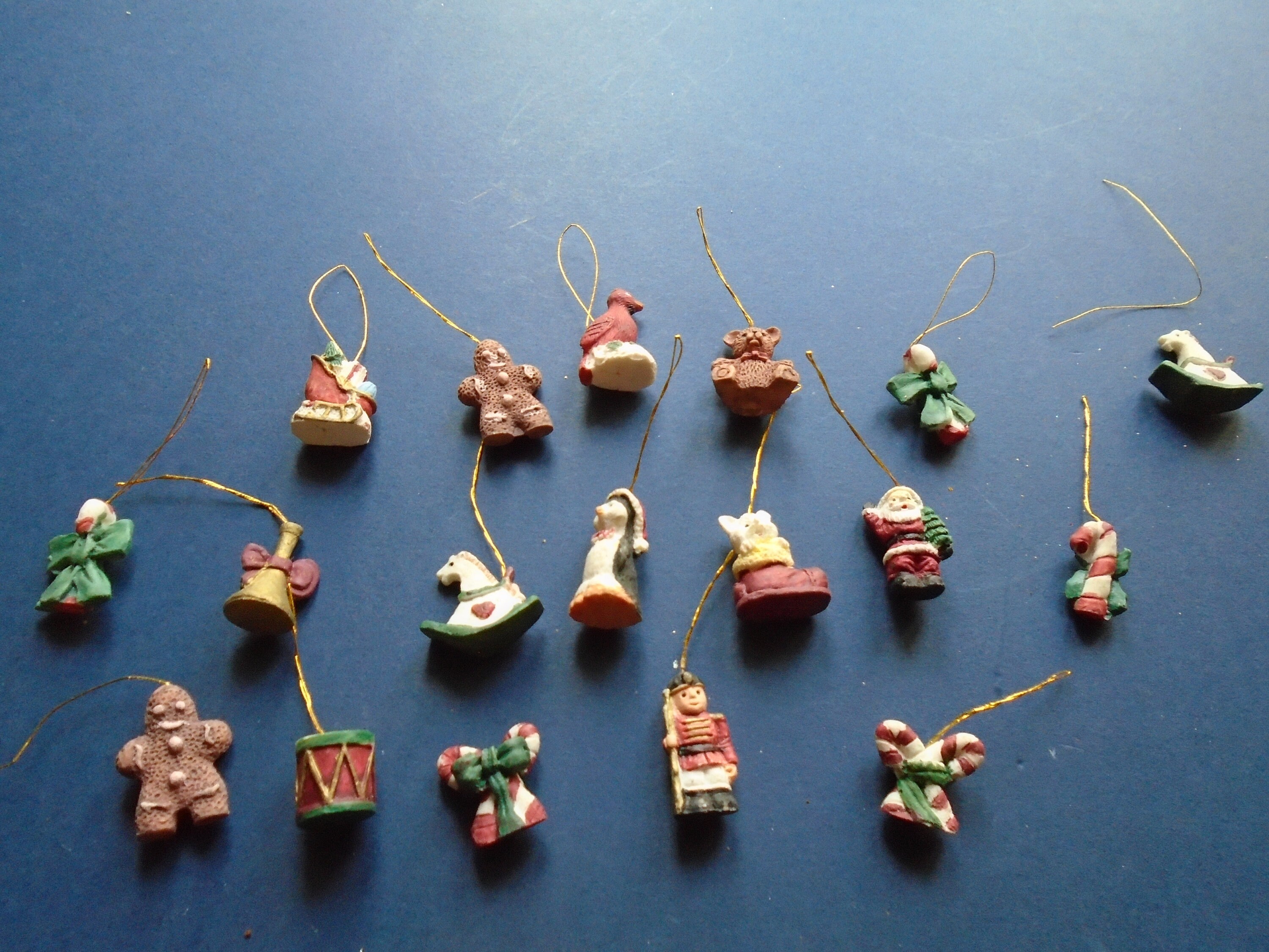 Vintage Set of Miniature Ceramic Hand-Painted Christmas Tree Ornaments ...