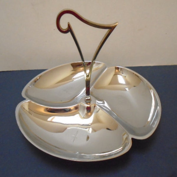 Vintage Aperitif Server, Olive and Nut Canape Serving Dish, Mid Century Everbrite Silver Tone Metal