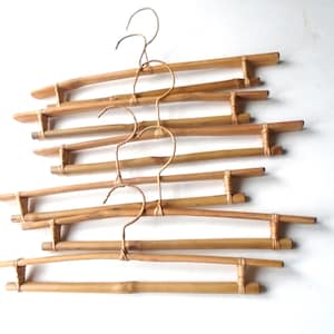 Two Vintage Bamboo Hangers, Handmade Wood Shirt or Trouser Hangers, Unique Wardrobe Gift, 3 Sets of Two Available