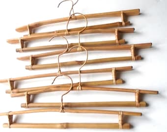 Vintage Bamboo Hangers: Handmade Wood Trouser/Shirt Hangers (Set of Two)