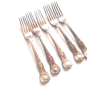 Five Fabulous Vintage Mappin & Webb Silver-Plated A1 Dessert Forks, Kings Pattern