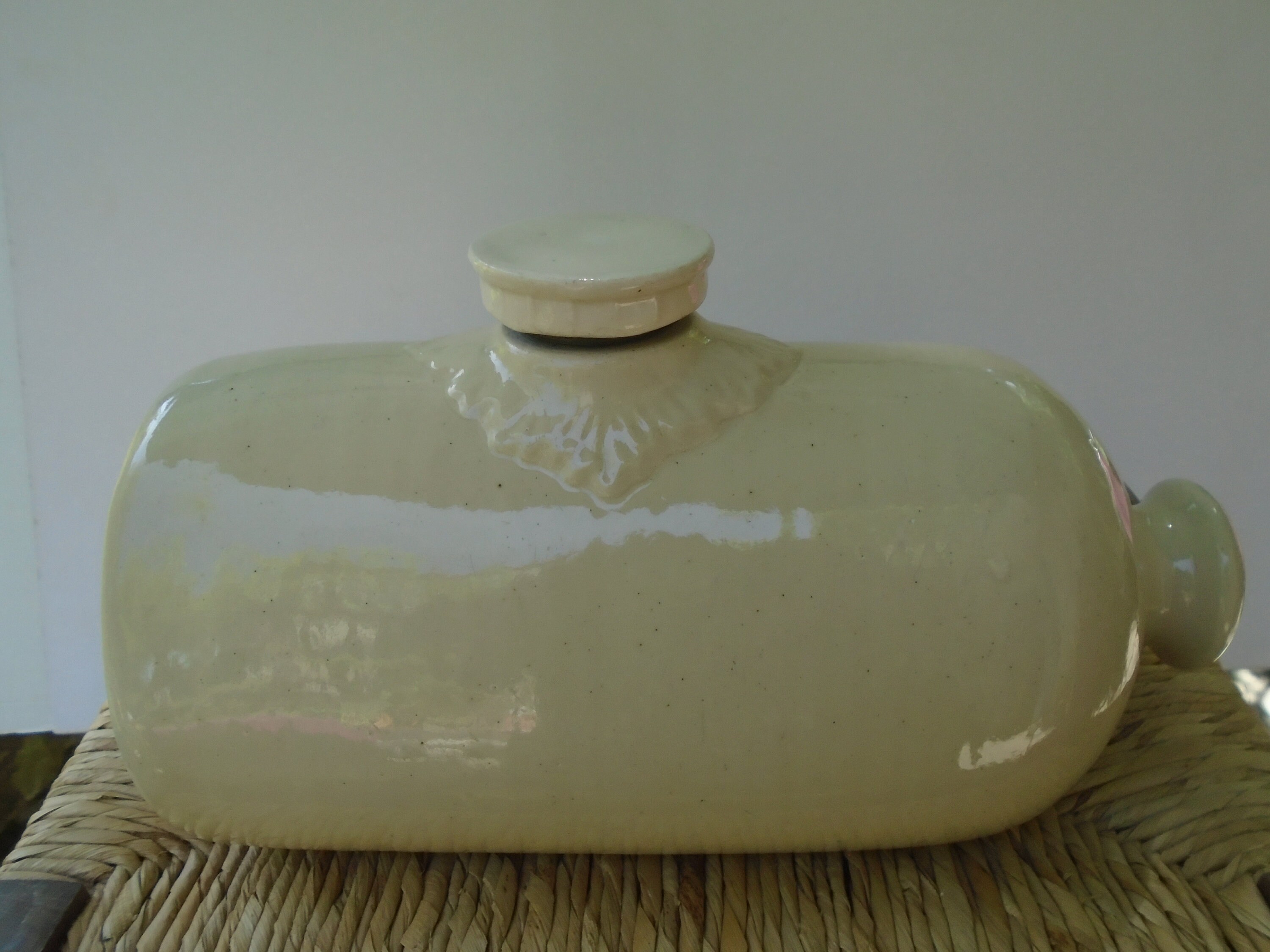 Antique English Stone Hot Water Bottle, Foot Warmer, C. 1930s Stone Bed