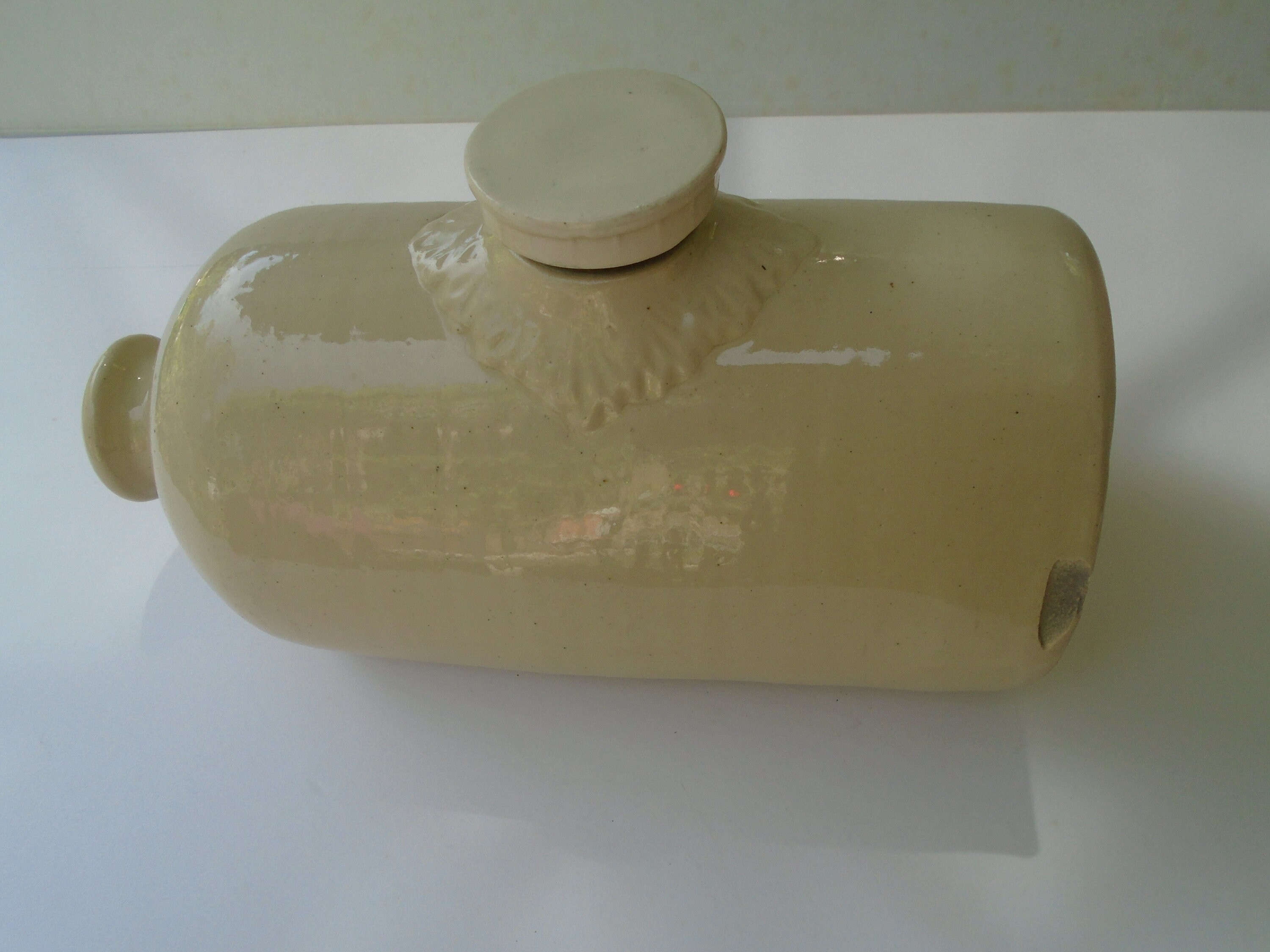 Antique English Stone Hot Water Bottle, Foot Warmer, C. 1930s Stone Bed