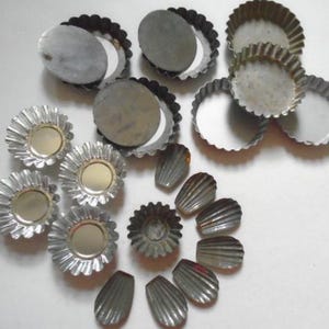 Vintage Set of 19 French Aluminum Round Patisserie / Tartelette Baking Tins/ Individual Tart Molds, Chocolate Molds