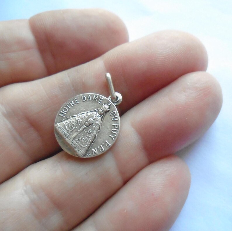 Vintage French Silver Religious Medal, Our Lady of Le Puy, Notre Dame ...