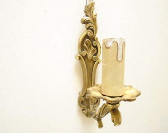 Single Arm Antique French Bronze Wall Candle Sconce,  Art Nouveau Candle Holders,  Electric Wall Sconce