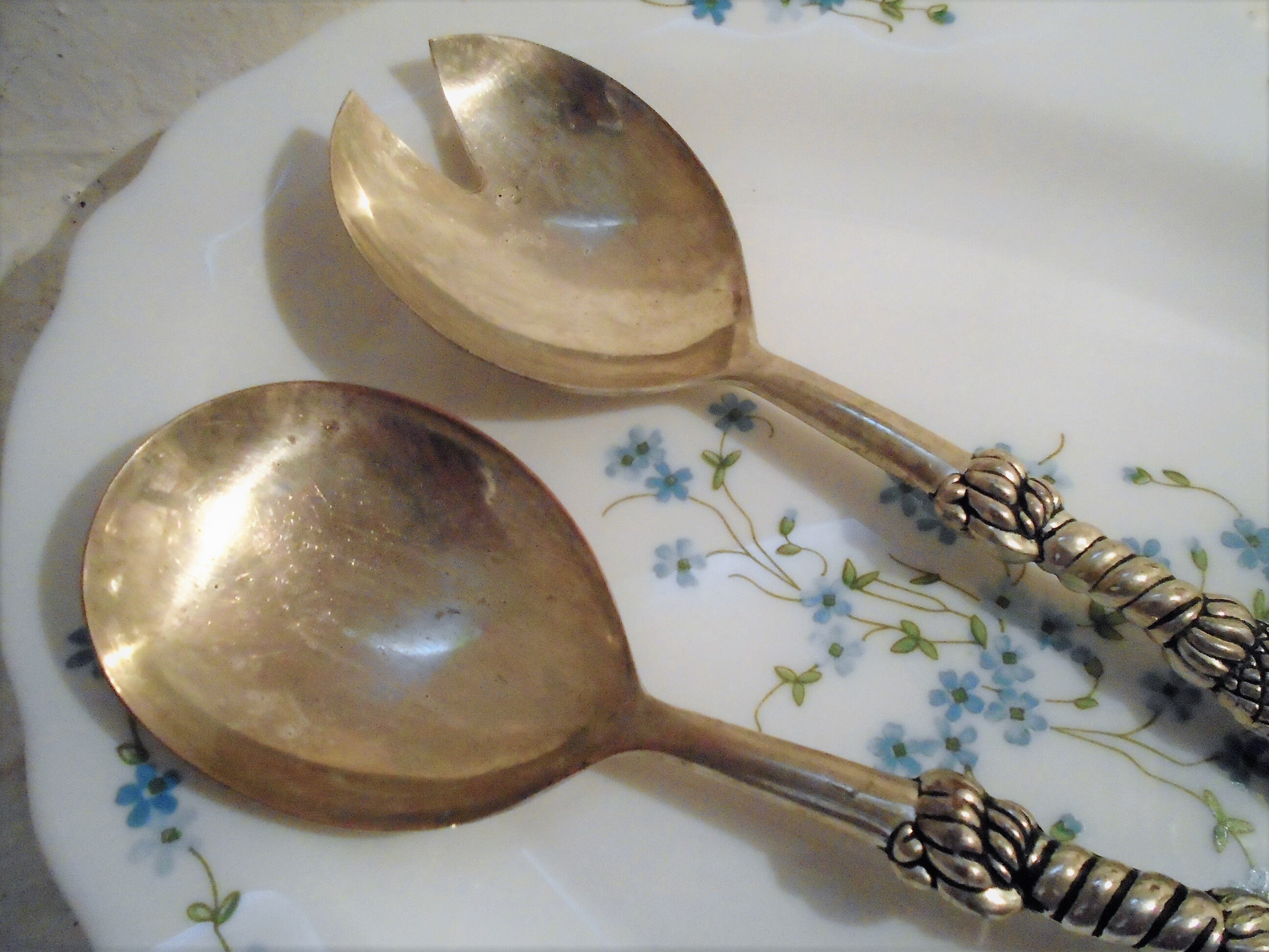 Millésime Français Silea | C Cuillère et Fourchette de Service, Zinc Plaqué Argent