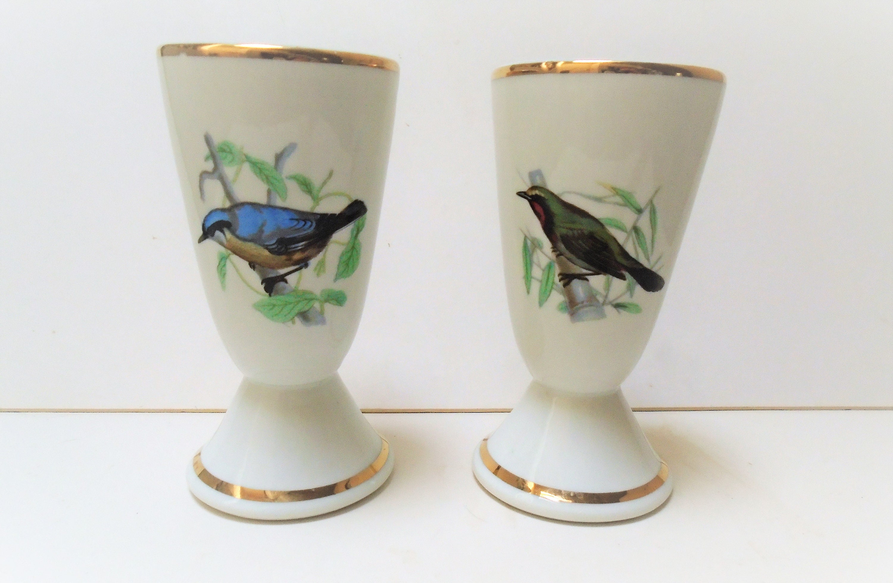 Deux Français Fernand Deshoulières Mazagrans, Béchers Café ou Thé, Porcelaine Deluxe, Mazagrans Bird