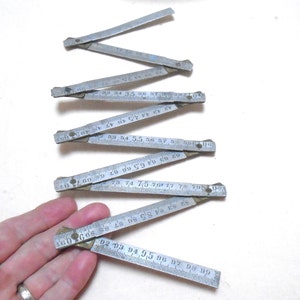 Antique French Metal Folding Ruler, 1 Meter Length Expandable Early 19th Century Measuring Rule