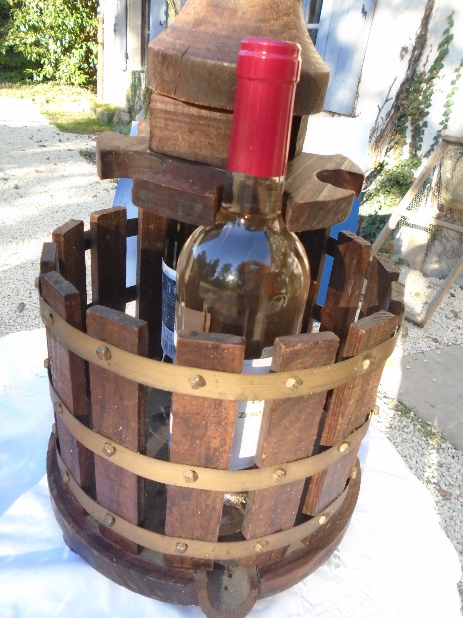 Fabuleux Porte-Bouteille de Vin Vintage Français - Porte-Bouteille Portable, Décor Bar à Domicile, P