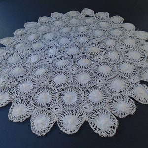 Antique French White Round Cotton Bobbin Lace / Crocheted Doily, Table Centerpiece, Lace Gift