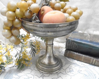 Antique French Art Nouveau Silver Plated Compote Dish, Pedestal Fruit Bowl, Silver Brass Copper Tableware, Cake Stand