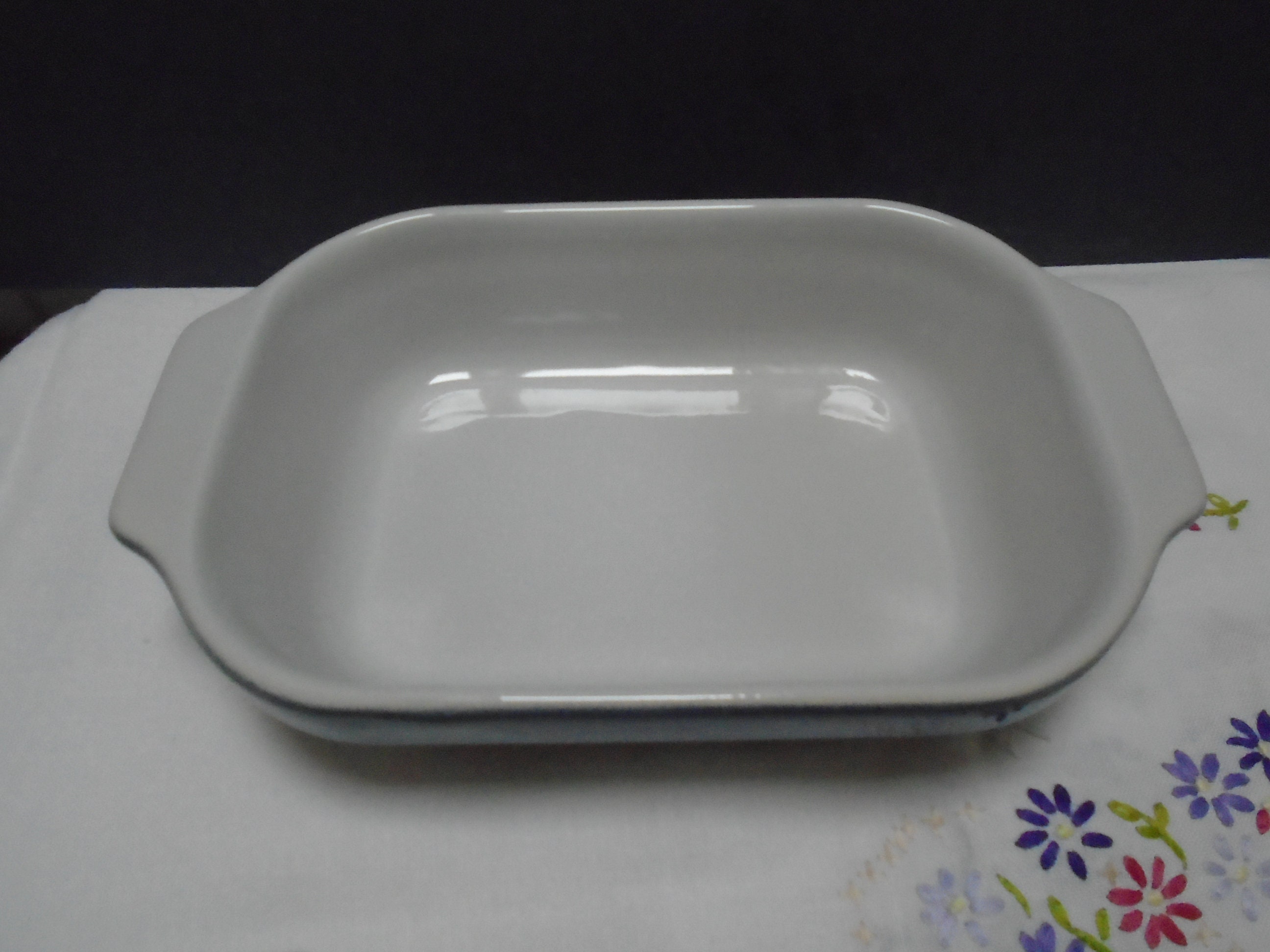 Vintage French Emile Henry Glazed Gratin Dish Small Blue Oven Etsy