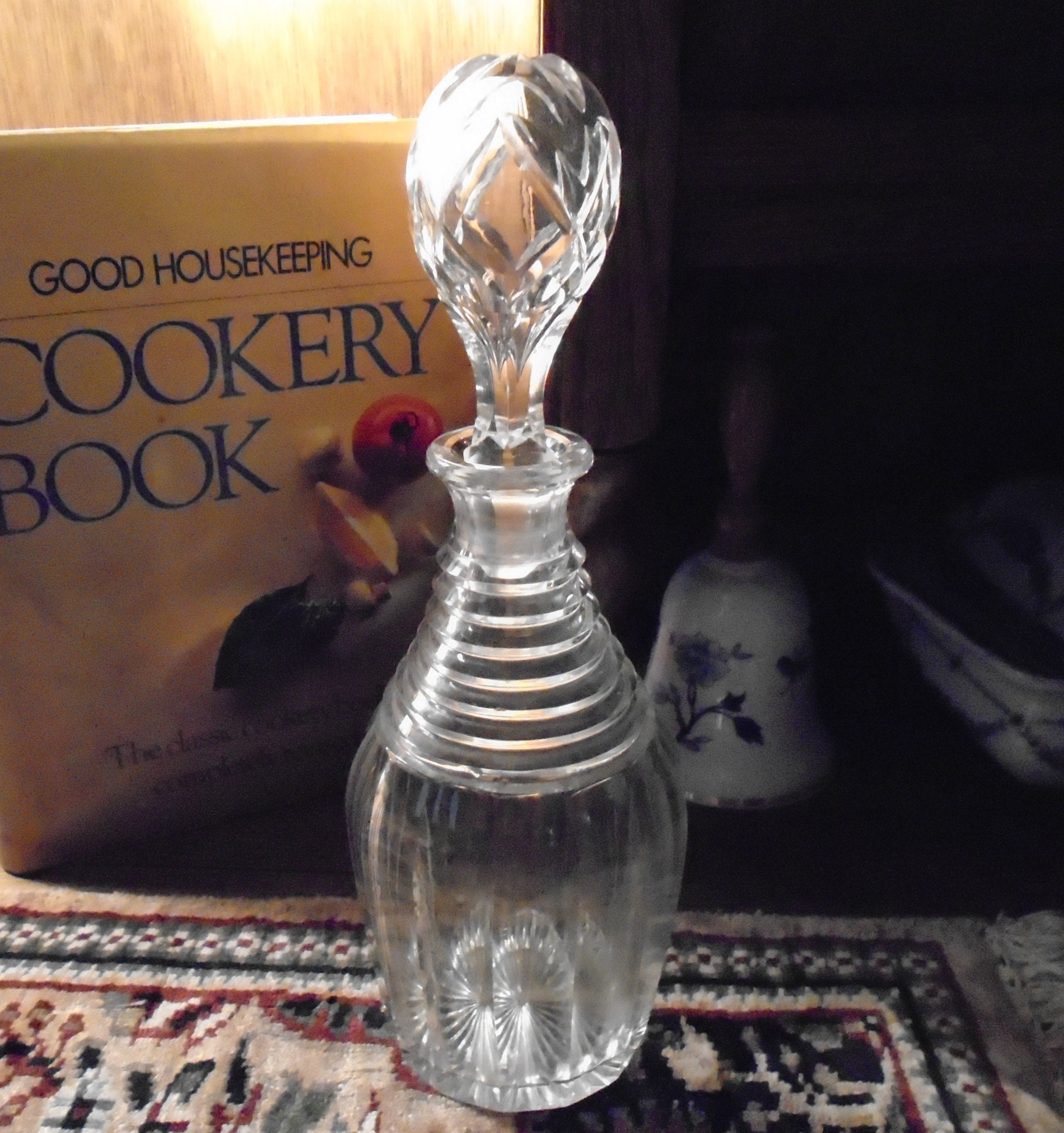 Magnifique Français Carafe en Verre Art Déco Antique Des Années 1930, Apéritif ou Décanteur Digestif