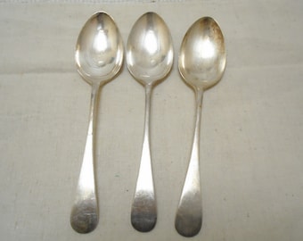 Set of 3 Vintage English Silver Plated Serving Spoons, EPNS A1, Silver Flatware