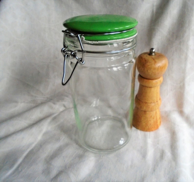 Vintage Kilner Jar Green Ceramic Lid Tall Glass Storage Etsy