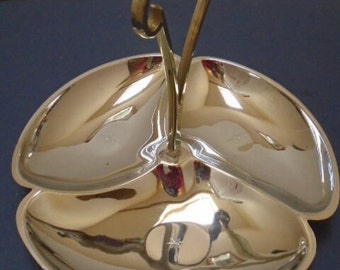 Vintage Aperitif Server, Olive and Nut Canape Serving Dish, Mid Century Everbrite Silver Tone Metal