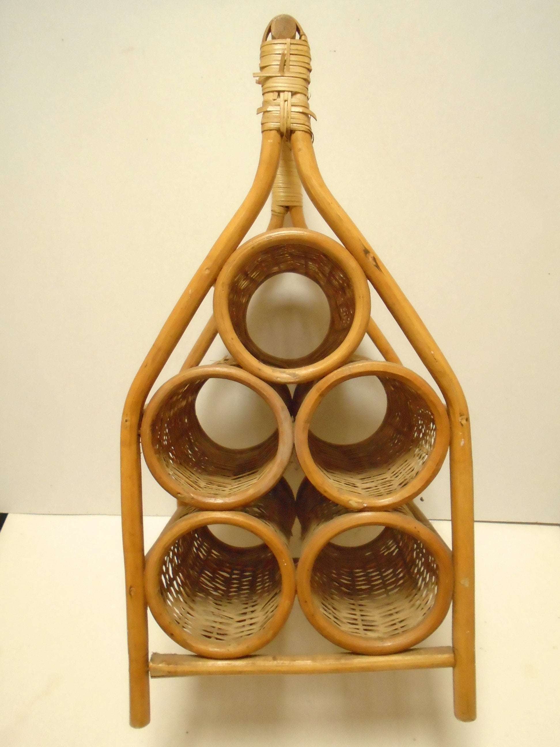Botellero vintage de madera para 18 botellas, forma redonda, apilable para  vino de piso