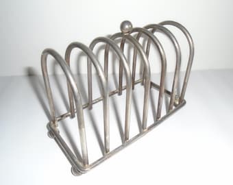 Tostadora francesa vintage de acero inoxidable para 6 rebanadas, servilletero retro o soporte para cartas.