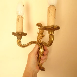 Single Antique French Bronze Rococo Wall Candle Sconce, Art Nouveau Candle Holders,  Electric Wall Sconce