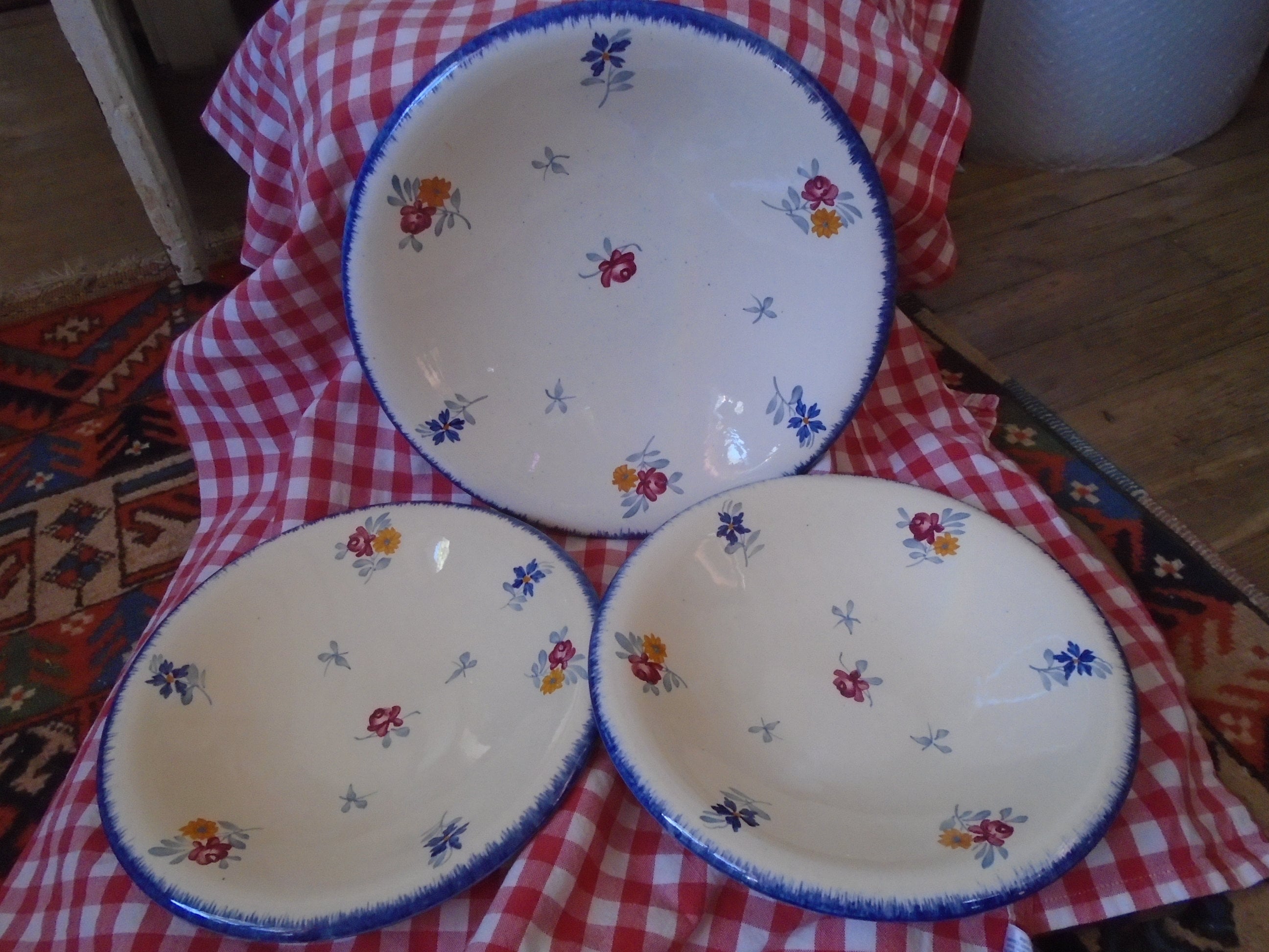 Antique Français Sarreguemines Serveur et 2 Plats, Dannemarie, Mary Lou, France, Vers Les Années 192