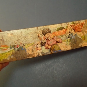 Antique French Wood Pencil Case, Push Button Pen Box, French Plumier, Push Button Opener, 1900s