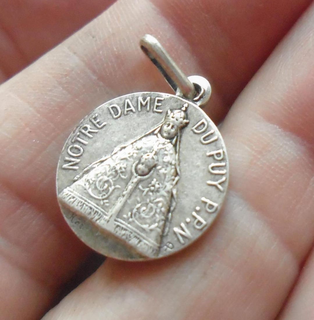 Vintage French Silver Religious Medal, Our Lady of Le Puy, Notre Dame ...