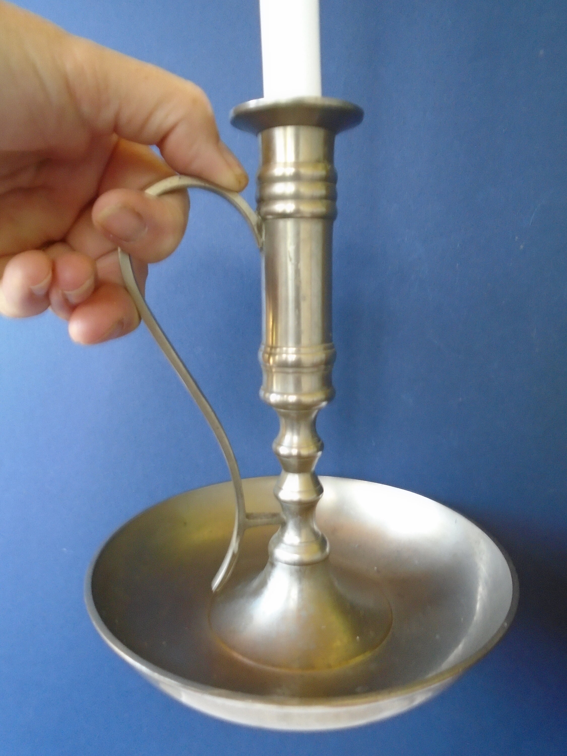 Stunning Vintage French Pewter Hand Held Candle Holder Heavy Etsy