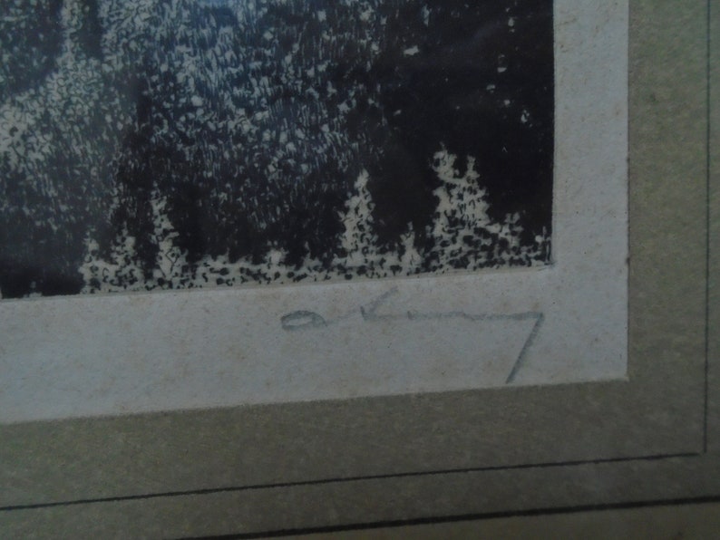 undated Isle of Wight/' signed by artist Antique Black and White Lithograph of /'The Needles