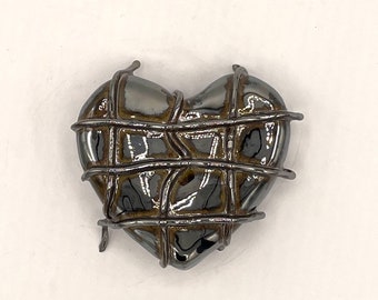 Metallic Black Cage Wall Heart