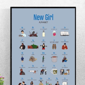 New Girl Poster Dark Blue - Digital download - A3 poster - 11x17 inches - Nick miller Jessica day Schmidt