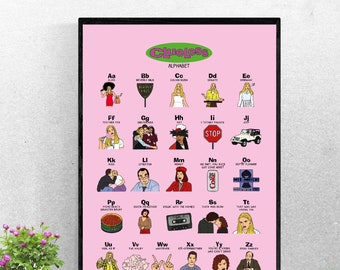 Clueless Alphabet poster- instant download- light pink