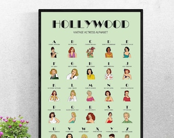 Vintage actress poster- instant download- green